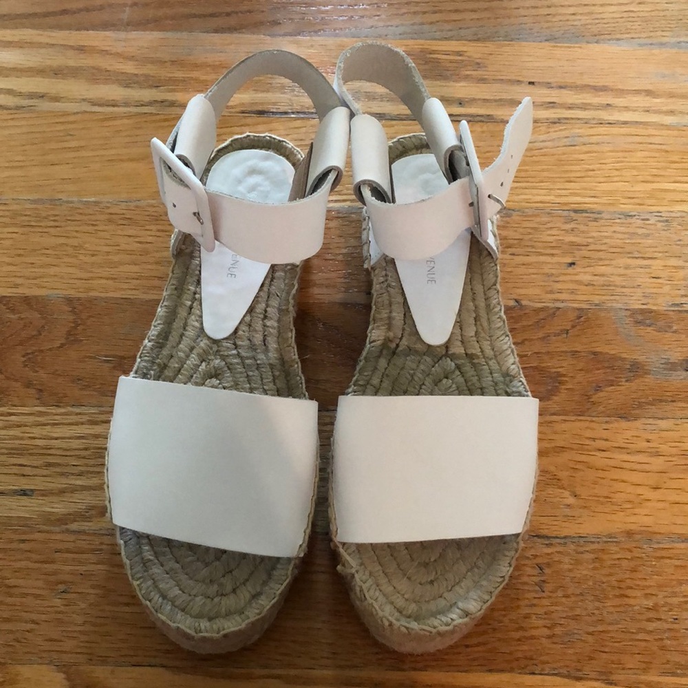 Saks fifth avenue white wedge sandals